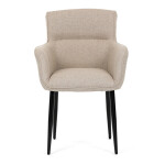 Židle jídelní, snadno čistitelná krémová látka, černý matný lak, kovové nohy