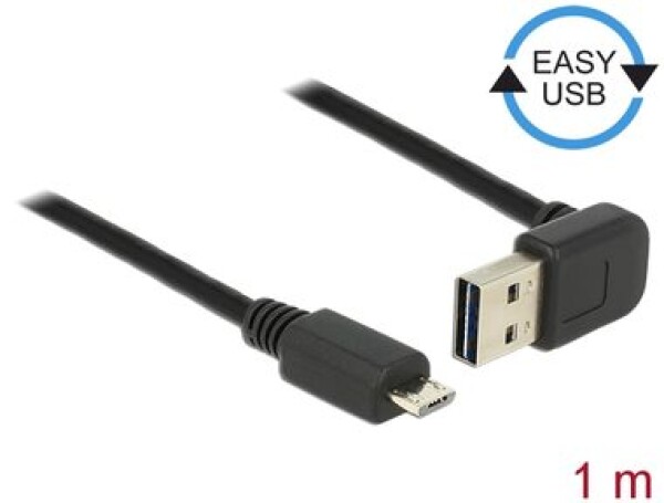 Delock Kabel EASY-USB 2.0 Typ-A samec pravoúhlý nahoru USB 2.0 Typ Micro-B samec 1 m černá (83535-D)