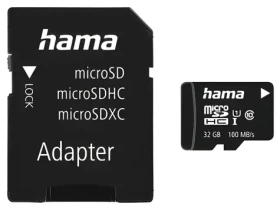 Hama microSDHC 32 GB + adaptér / Paměťová karta / Class 10 / UHS-I / 80 MB/s