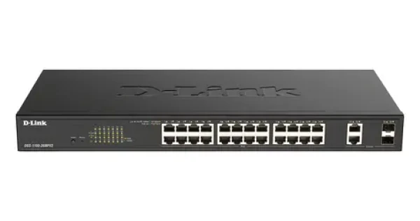D-Link DGS-1100-26MPV2 / Smart Switch / 24x PoE+ Gigabit / 370W / 2x SFP Combo / L2 (DGS-1100-26MPV2/E)