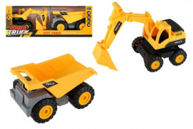 Auto stavební 2ks plast 18cm na volný chod v krabici 39x14x11,5cm
