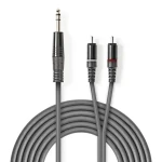 Nedis Stereo Audio kabel jack 6.35 mm (M) - 2x RCA (M) 1.50 m tmavě šedá (COTH23300GY15)