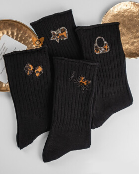 Ponožky Magnetis QR5008 Leopardí potisk, bez zádové části mix univerzální