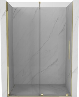 MEXEN/S - Velar posuvné sprchové dveře 160, transparent, zlatá 871-160-000-01-50