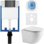 CERANO - Kompletní WC set Profi/Cesso - bílá lesklá - WC tlačítko Line/Tmavě šedá - pro zazdění - 49x36 CER-8050BD84270