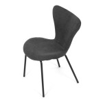 Židle jídelní, šedá látka, nohy černý kov