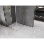 MEXEN/S - Velar L sprchový kout, posuvné dveře 110 x 110, transparent, zlato 871-110-110-03-50