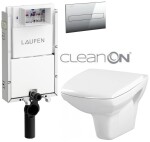 LAUFEN Podomít. systém LIS TW1 SET s chromovým tlačítkem + WC CERSANIT CLEANON CARINA + SEDÁTKO H8946630000001CR CA1