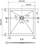 MEXEN/S - Stone+ čtvercová sprchová vanička 100 x 100, bílá, mřížka černá 44101010-B
