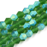 Skleněné korálky - broušené - matné - imitace Swarovski - tmavě zelené - 4 x 4 mm - 10 ks