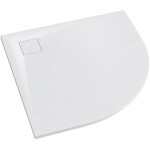 CERANO Sprchová vanička čtvrtkruhová Quarto - SMC/minerální kompozit - strukturovaná bílá matná - 90x90x3 cm
