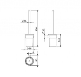 KLUDI - Vela R WC štětka nástěnná s držákem, sklo/chrom 5897405