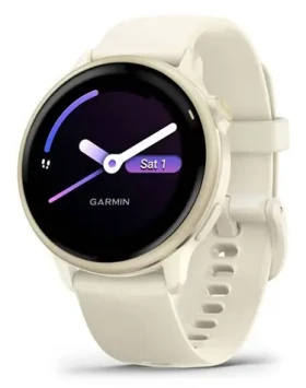 Garmin vívoactive 6 42mm zlatá, bílý řemínek / Chytré hodinky / 1.2" AMOLED / GPS / Wi-Fi / NFC / 5 ATM (010-02985-01)