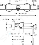 HANSGROHE - Ecostat Comfort Termostatická vanová baterie, matná bílá 13114700