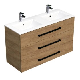 Koupelnová skříňka s černou úchytkou a umyvadlem SAT Cube Way 120x71x46 cm dub Hickory mat CUBE46C1203DHMOD CUBE46C1203DHMOD