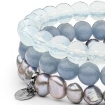 Souprava tří náramků - sladkovodní perla, angelit, opál, Barevná/více barev 19 cm (S)