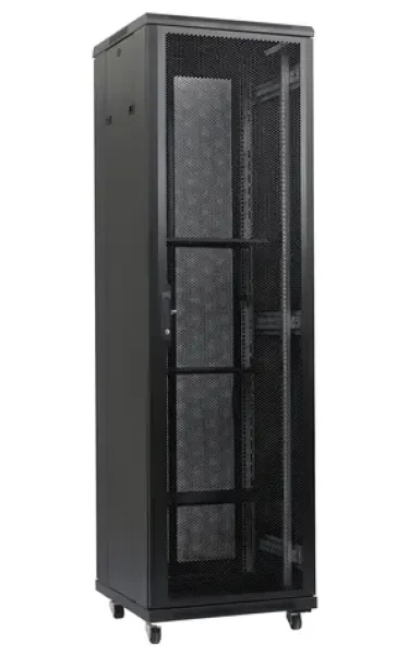 XtendLan 47U/800x1000 černá / Stojanový rozváděč / 19" / perforované dveře / perforovaná záda (PER-47U-80-BLACK-P)