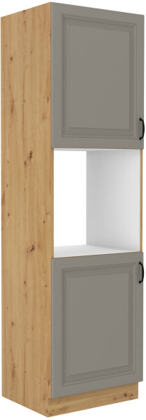 Vysoká skříňka pro vestavnou troubu Stilo 60 DP-210 2F Barva korpusu: Dub artisan, Barva dvířek: Clay Grey
