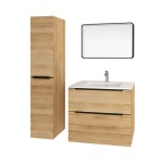 Mereo Mailo, koupelnová skříňka vysoká 170 cm, dub Riviera, černé madlo CN524LPB