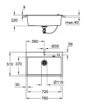 GROHE - Dřezy Kompozitní dřez K700 s automatickým odtokem, 78x51 cm, granitová černá 31652AP0