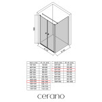 CERANO - Sprchový kout Antelo L - L/P - 6 mm - černá matná, transparentní sklo - 104x50 - otočný CER-666250