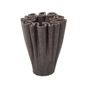 Ferm Living Kameninová váza Dedali Dark Brown Small, hnědá barva, keramika