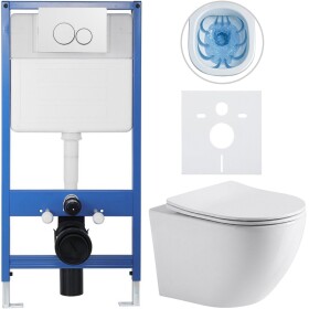 CERANO Kompletní WC set Profi/Cesso - bílá lesklá - WC tlačítko Duo/Bílá - předstěnová instalace - 49x36 cm - 8050BD84207
