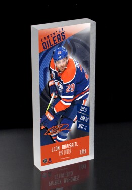 Obraz Edmonton Oilers NHL Leon Draisaitl Player Ticket 3D Block Art