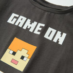 Tričko s krátkým rukávem a flitrovou aplikací Minecraft- šedé - 116 GRAPHITE