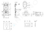 GEBERIT - Duofix Set předstěnové instalace, klozetu Oudee a sedátka softclose, tlačítko Sigma30, lakovaný chrom mat/chrom SANI11CA1122