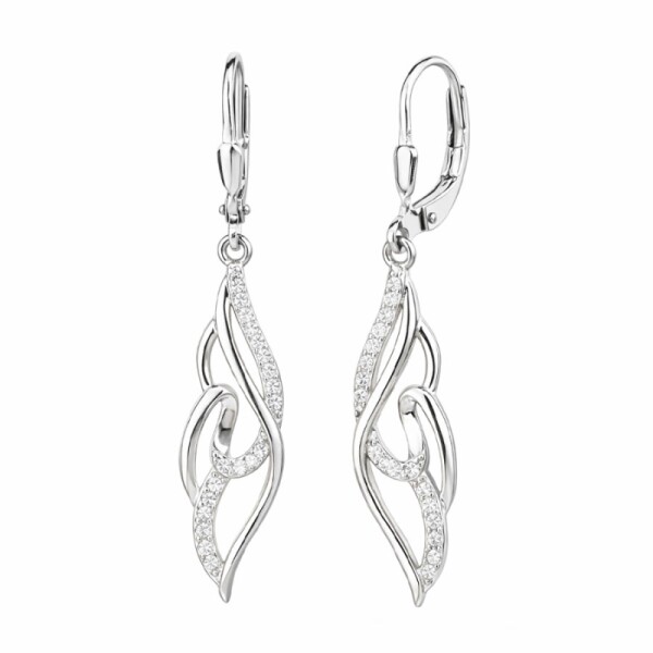 Stříbrné visací náušnice se zirkony Iris - stříbro 925/1000, Stříbrná