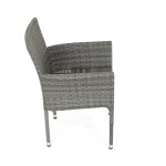 Židle zahradní, šedý umělý ratan, kov, stohovatelná.