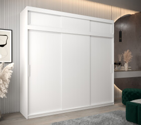 Šatní skříň Abi T0 s nástavcem Barva korpusu: Bílá, Rozměry: 250 cm, Dveře: Bílá