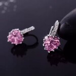 Náušnice Swarovski Elements Elizabeth Rose - srdíčko, Růžová