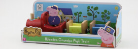 Dřevěný vlak Prasátko Peppa + figurka děda