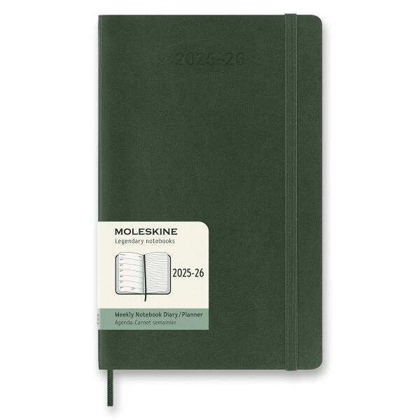 18měsíční diář Moleskine 2025-26 - tvrdé desky, L, týdenní - tm. zelený