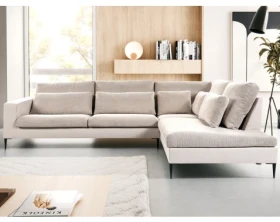 Rohová sedačka Romeo, béžová strukturovaná látka, pravý roh