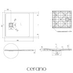 CERANO - Sprchová vanička obdélníková Pablo - SMC/minerální kompozit - strukturovaná šedá - 90x80x3 CER-481300