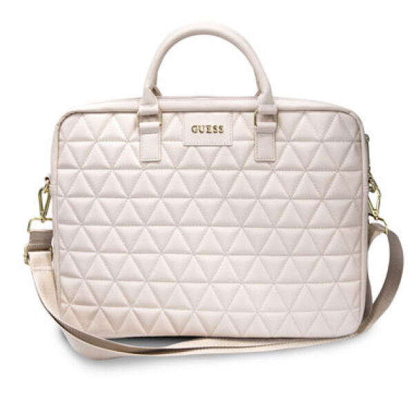 GUESS Quilted brašna pro notebook 15 růžová / EKO kůže (3700740469316)