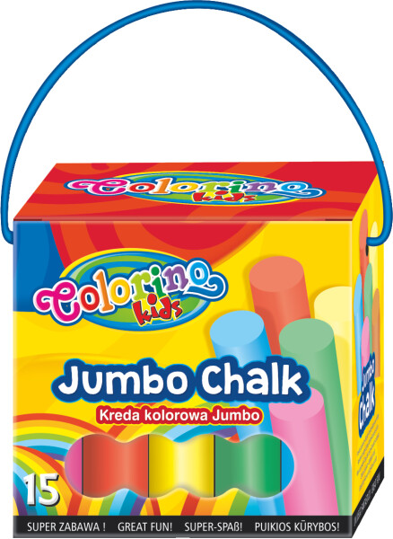 Colorino křídy chodníkové JUMBO, Ø 2,2 cm, box s uchem, 8 barev