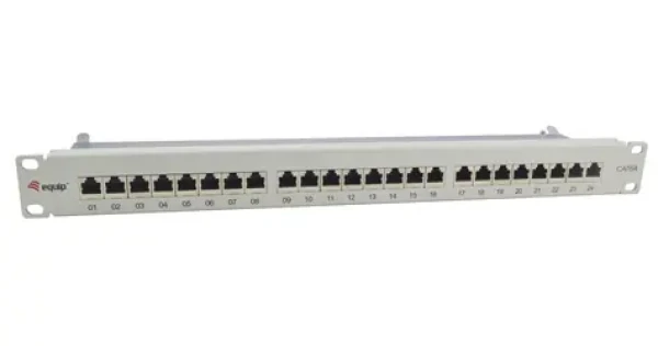 Equip šedý / Patch panel / 19" / 24x RJ45 / Cat6a / FTP / 500 MHz / 1U (326525)