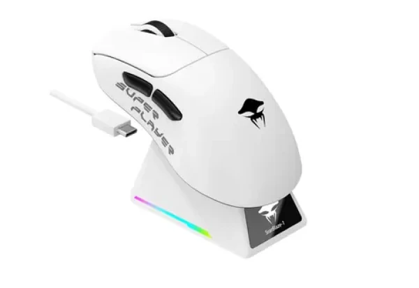 Havit StarBlaze-1 černobílá / Herní myš / 26000 DPI / 6 tlačítek / BT 5.0 / 2.4 GHz / USB / 1.5 m (StarBlaze-1wb)