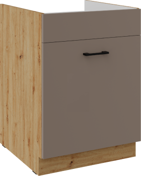Spodní skříňka pod dřez Bolonia 60 ZL 1S BB - Premium Box Barva korpusu: Dub artisan, Barva dvířek: Truffle Grey