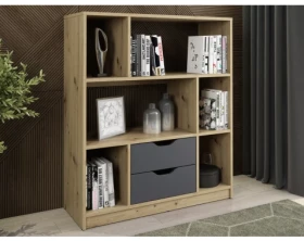 Nízký regál/knihovna Sten Mini, dub artisan/grafit