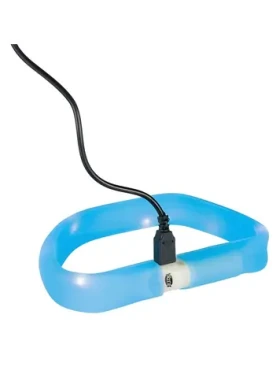 TRIXIE Obojek USB svítící plochý modrý / Velikost M-L / 50 cm / 30 mm (104726)