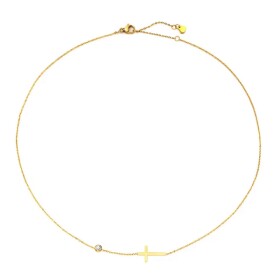 Náhrdelník s křížkem a zirkonem Dorothea Gold, Zlatá 40 cm + 5 cm (prodloužení)