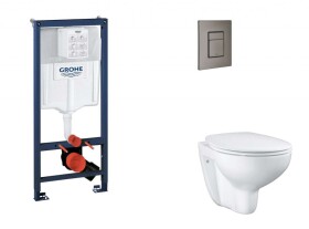 GROHE - Rapid SL Set předstěnové instalace, klozetu, sedátka SoftClose a tlačítka Skate Cosmopolitan, kartáčovaný Hard Graphite SANI11BB5114