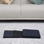 Taburet s úložným prostorem, černá manšestrová látka