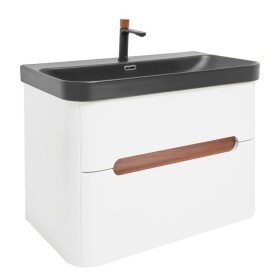 Koupelnová skříňka s umyvadlem a baterií SAT Fusion 77,5x53x45 cm bílá matná mat SATFUSION280WBKMBA SATFUSION280WBKMBA