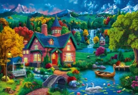 BLUEBIRD Puzzle Barevný dům u jezera